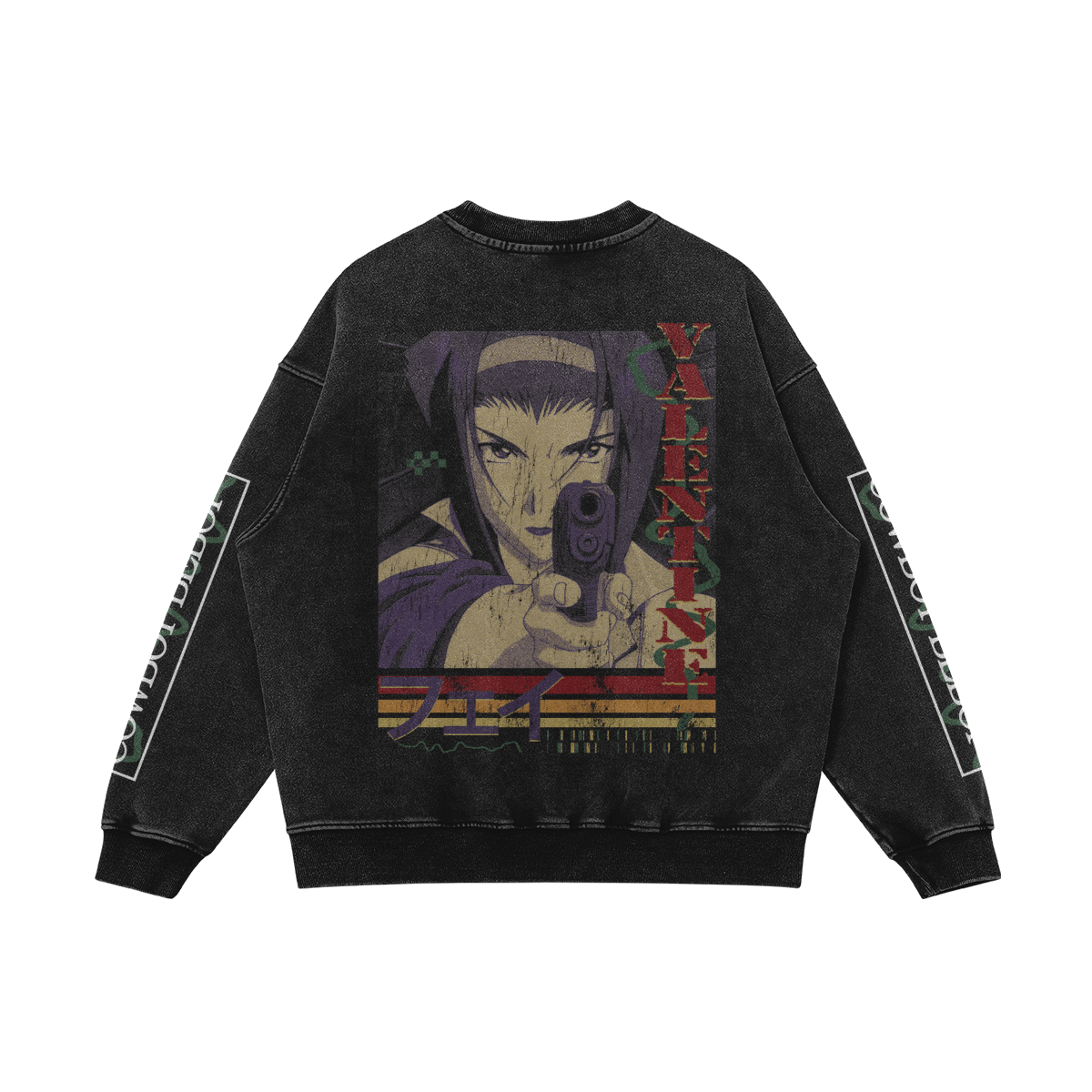 Cowboy Bebop Faye Valentine Oversized Faded Crewneck Sweatshirt - Shop Nutopia