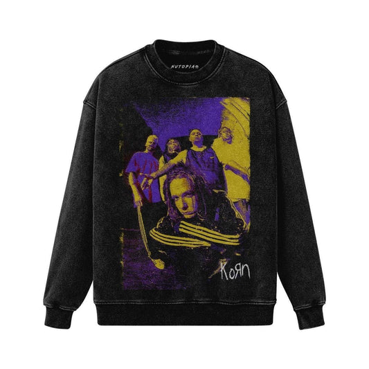 Korn Faded Super Heavyweight Oversized Crewneck Sweatshirt - Shop Nutopia