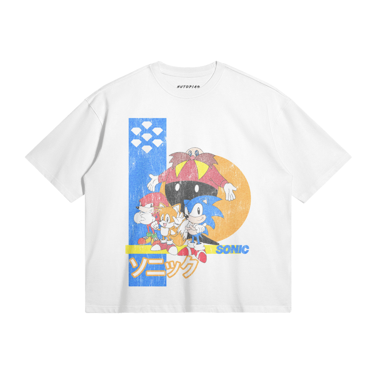 Sonic Knuckles Tails Boxy Cut Unisex Graphic T-Shirt - Shop Nutopia