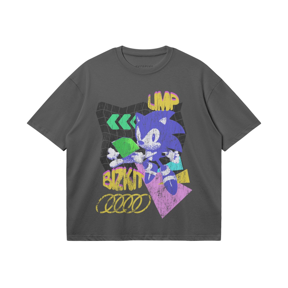 Sonic Limp Bizkit Bootleg Drop Shoulder Boxy T-Shirt - Shop Nutopia