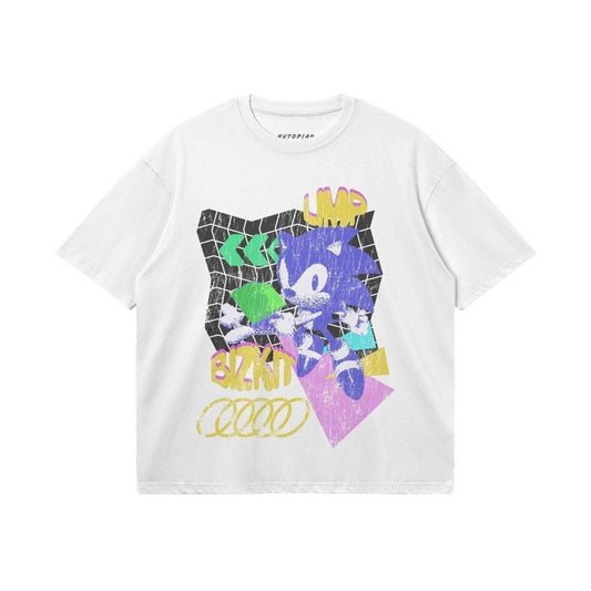 Sonic The Hedgehog Limp Bizkit Y2K Bootleg Drop Shoulder T-Shirt - Shop Nutopia